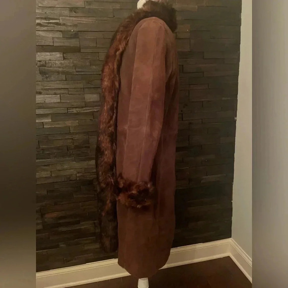 Ralph Lauren Collection Purple Label Shearling Fur Coat Brown Leather Suede 8 M - Picture 14 of 15